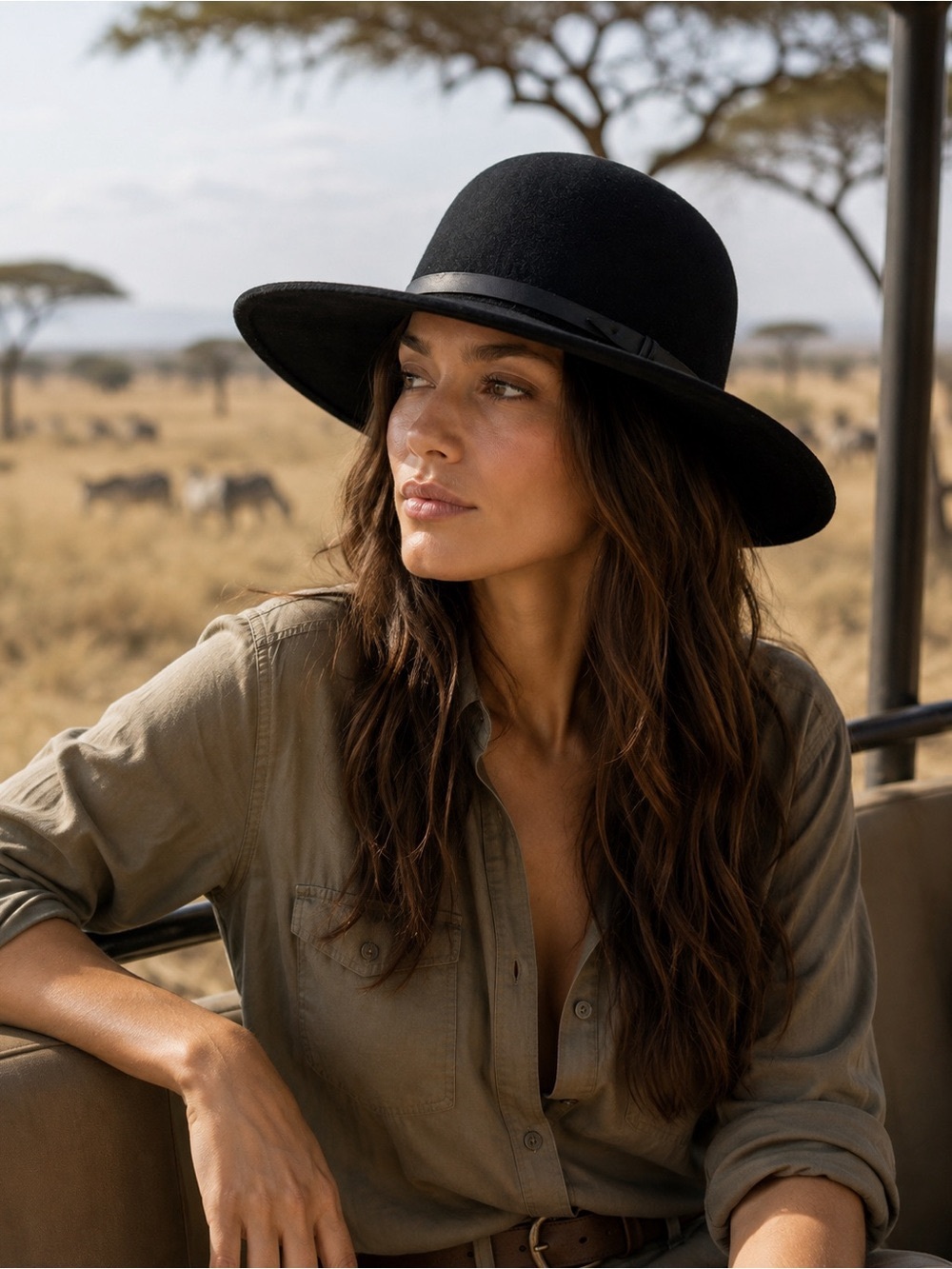Nordstrom Classic Wide-Brim Black Wool Hat